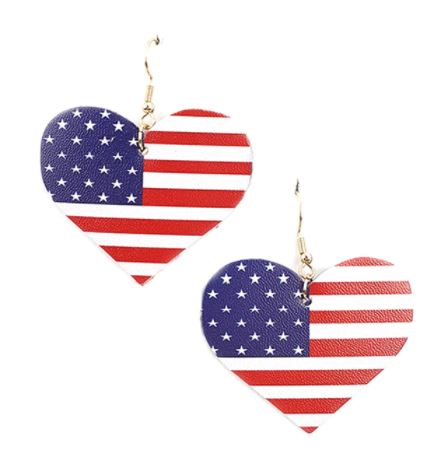JM - Patriotic USA Earrings - Heart