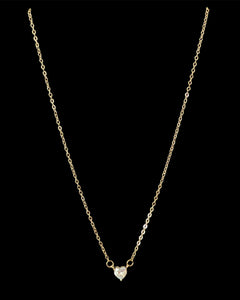 DD - Gold with White Cubic Zirconia Heart Shaped Stone Necklace