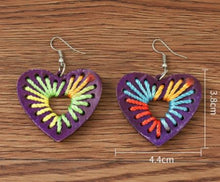 Load image into Gallery viewer, ER - Wood Heart Decorative Earrings