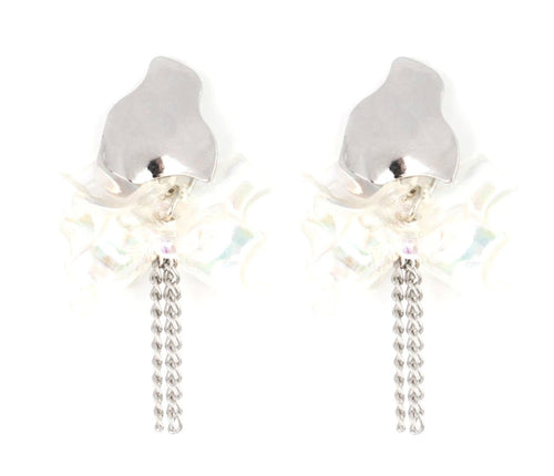 DD - White Acrylic Holographic Petal-like Post Earrings