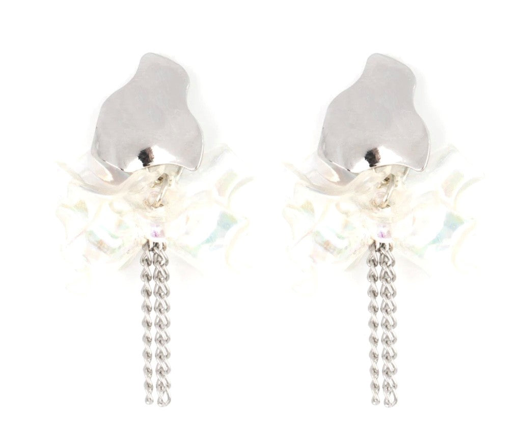 DD - White Acrylic Holographic Petal-like Post Earrings