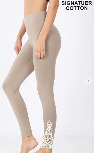 ZEN - Cotton Ankle Patch Leggings - Ash Mocha or Forest Green