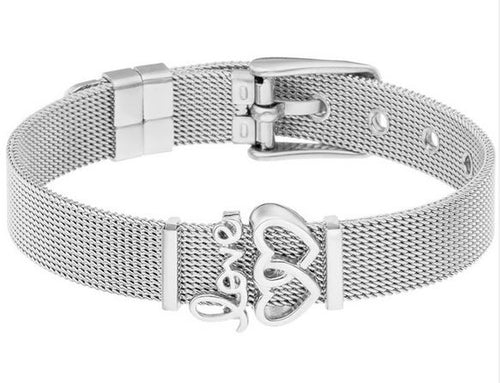 NJ - Stainless Steel Gold Plated Bracelet - Silver