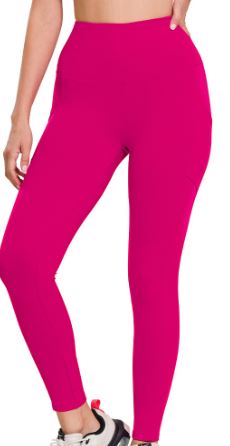 ZEN - Brushed Microfiber Wide Waistband w/Pockets - Magenta