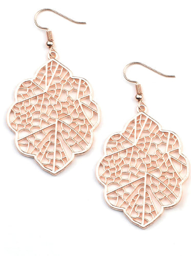 DD - Rose Gold Scalloped Leafy Earrings