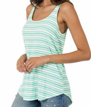 Load image into Gallery viewer, ZEN - Ribbed Striped Sleeveless T-Shirt - Coral/White or Mint/White