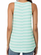 Load image into Gallery viewer, ZEN - Ribbed Striped Sleeveless T-Shirt - Coral/White or Mint/White