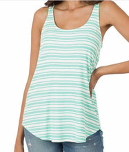Load image into Gallery viewer, ZEN - Ribbed Striped Sleeveless T-Shirt - Coral/White or Mint/White
