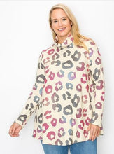 Load image into Gallery viewer, CL - PLUS Mock Turtleneck Multi-Colored Leopard Top