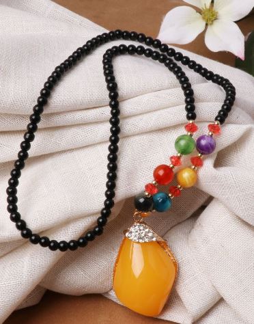 ER - Rhinestone & Glass Geometric Necklace