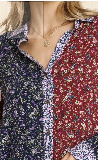 UMG - Mixed Floral Button Down Shirt - Navy/Red