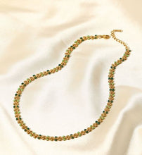 Load image into Gallery viewer, NJ - 18k Gold Green Drop Olive Leaf Stainless Steel Necklace