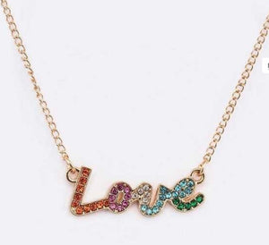 Love Crystal Layer Necklace - Multi