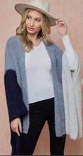 Load image into Gallery viewer, OnBlue - Color Block Open Eyelash Cardigan - Grey