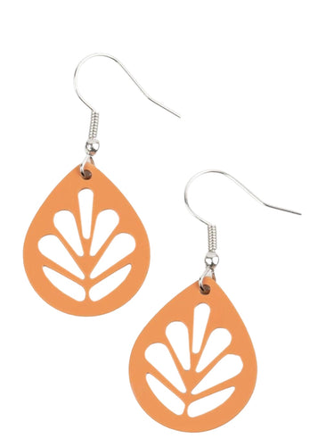 DD - Orange Marigold Finish Leaf Earrings