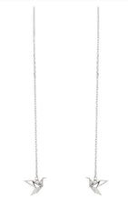 Load image into Gallery viewer, NJ - Origami Paper Crane Long Earring - Silver