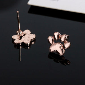 NJ - Dog Paw Post Earrings - Gold, Silver, Rose God