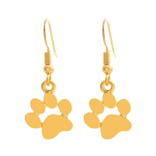 NJ - Paw Print Dangle Earrings - Gold or Silver