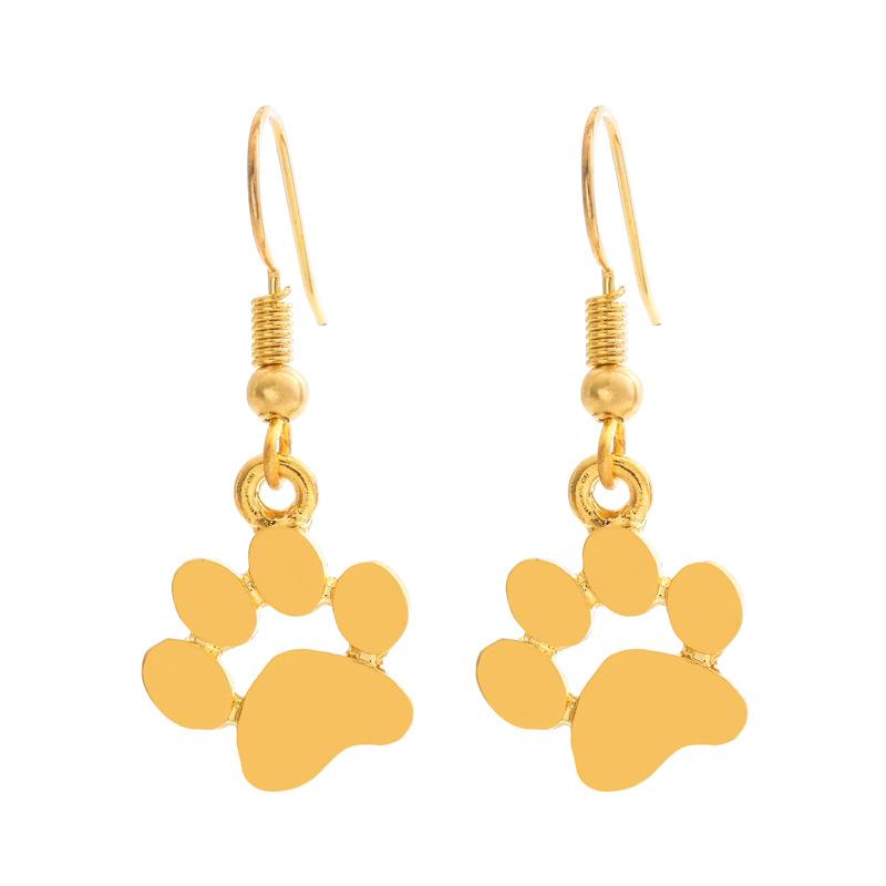 NJ - Paw Print Dangle Earrings - Gold or Silver