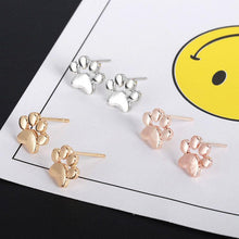 Load image into Gallery viewer, NJ - Dog Paw Post Earrings - Gold, Silver, Rose God