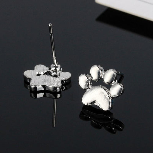 NJ - Dog Paw Post Earrings - Gold, Silver, Rose God