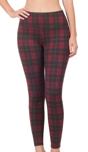 ZEN - Pointe Plaid Pull-On Pants - Burgandy