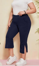 Load image into Gallery viewer, ER - PLUS Elastic Waist Split Hem Capri Pants - Navy