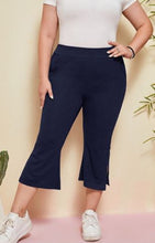 Load image into Gallery viewer, ER - PLUS Elastic Waist Split Hem Capri Pants - Navy