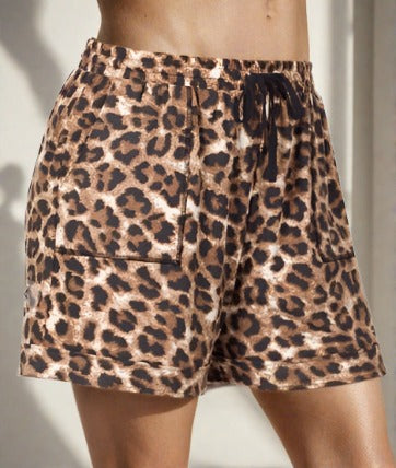 ZEN - PLUS Brushed Leopard  Shorts - Brown
