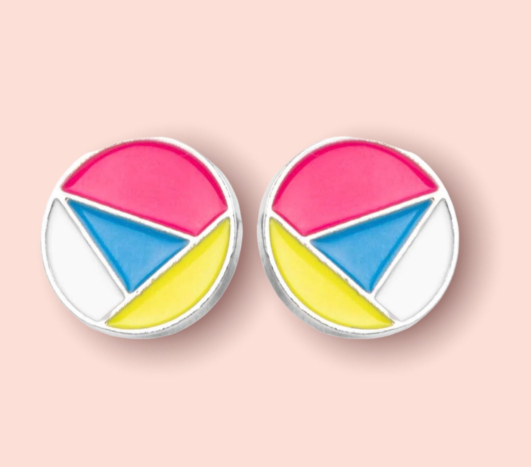 DD - Multi Pink, Blue, Yellow, & White Geometric Post Earrings