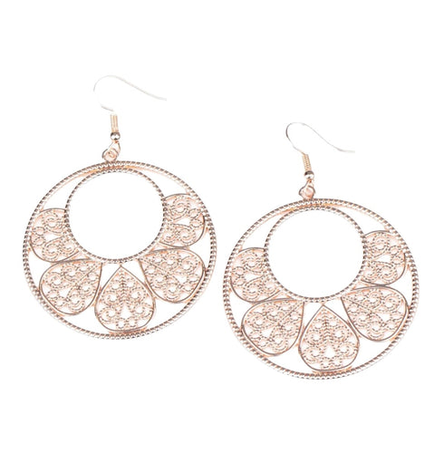 DD - Rose Gold Floral Hoop Earrings