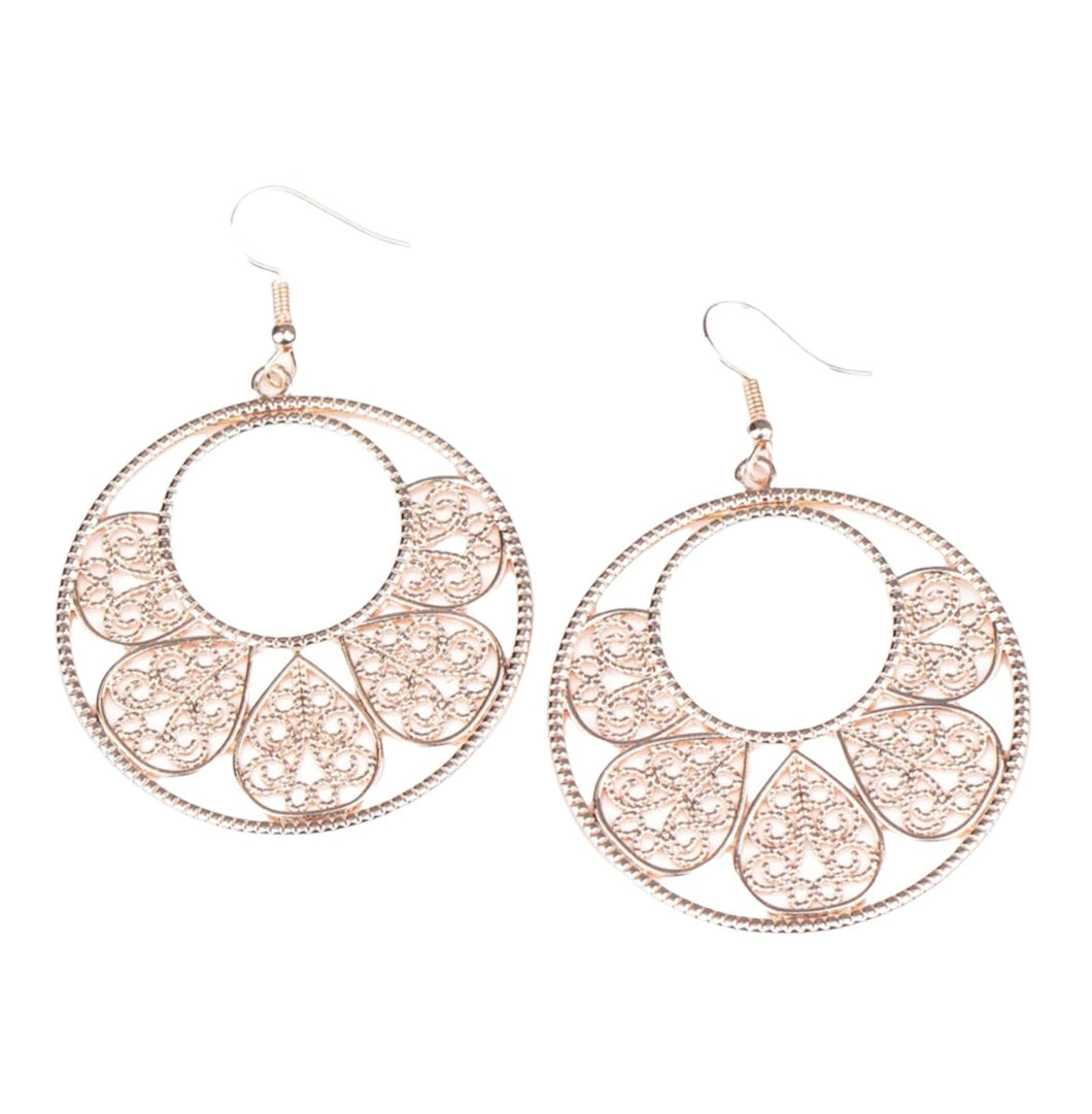 DD - Rose Gold Floral Hoop Earrings