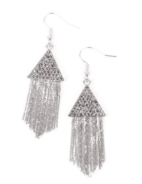 DD - Silver Triangle & Flat Silver Chain Earrings