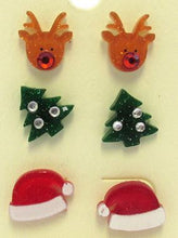 Load image into Gallery viewer, JM - Christmas Theme 3 Pair Earring Set