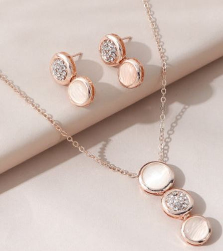ER - Rose Gold & Rhinestone Necklace Set