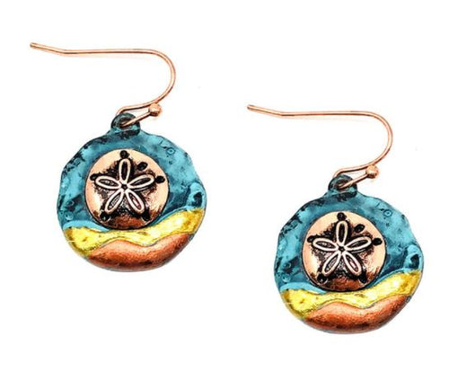 JM - Patina & Tri Tone Sand Dollar Earrings
