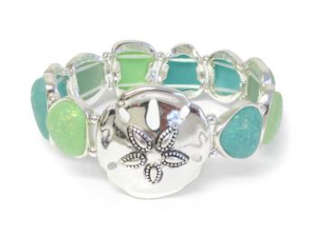 JM - Sea Glass Sand Dollar Stretch Bracelet
