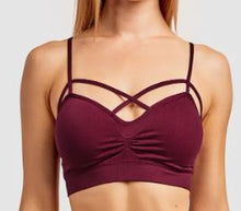 Load image into Gallery viewer, Mamia Women&#39;s Seamless Strappy Bra - Black, White, Burgundy, Blue