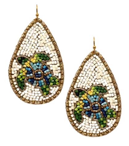 JM - Seed Bead Turtle Earrings - Multi Colored