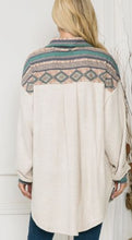 Load image into Gallery viewer, OF - Oversized Soft Knit Mixed Media Shacket - Tribal Print