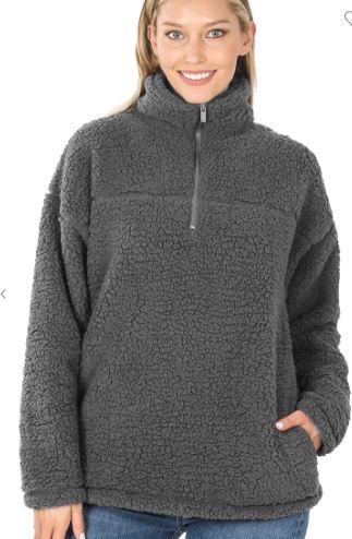 ZEN - Soft Sherpa Half Zip Pullover - Grey