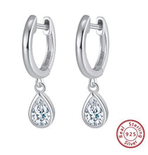 Load image into Gallery viewer, NJ - S925 Sterling Water Drop Hoop Earrings (14k plated) - Gold or Silver