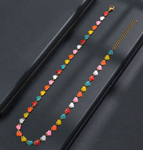 Load image into Gallery viewer, NJ - Stainless Steel Multi Colored Heart Necklace