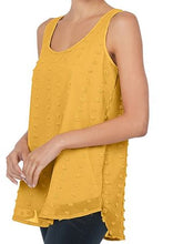 Load image into Gallery viewer, ZEN - Swiss Dot Round Neck &amp; Hem Sleeveless Top – Yellow