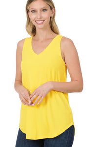 ZEN - V-Neck Sleeveless Top - (Grey, Yellow, Olive, Ash Mocha)