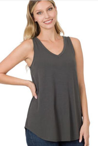 ZEN - V-Neck Sleeveless Top - (Grey, Yellow, Olive, Ash Mocha)