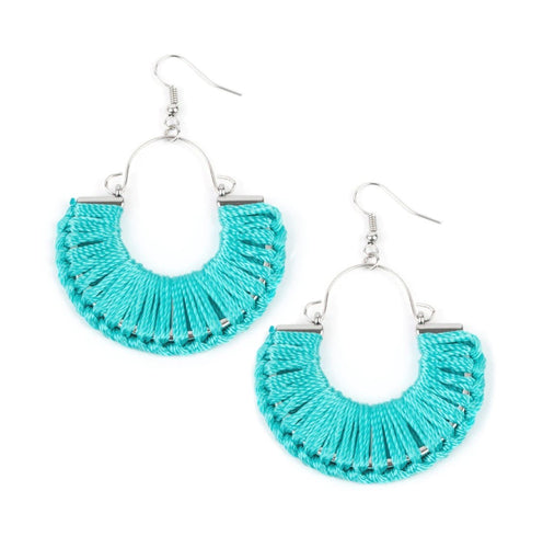 DD - Blue Tint Thread Half Moon Earrings