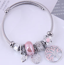Load image into Gallery viewer, NJ - Tree of Life Charm Wrap Bracelet - (Pink, Dark Blue, Lite Blue)