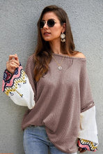 Load image into Gallery viewer, OS - Off Shoulder Tunic Top with Floral Sleeves