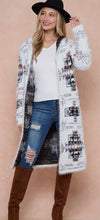 Load image into Gallery viewer, OnBlue - Long Sweater Cardigan with Hood - Ivory/Rainbow